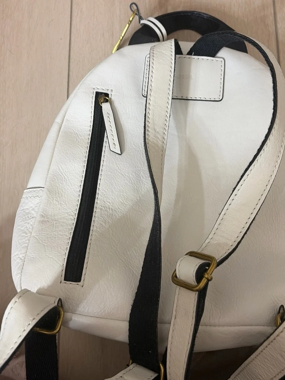 Fossil White Mini Backpack with Multicolor Floral Appliqués